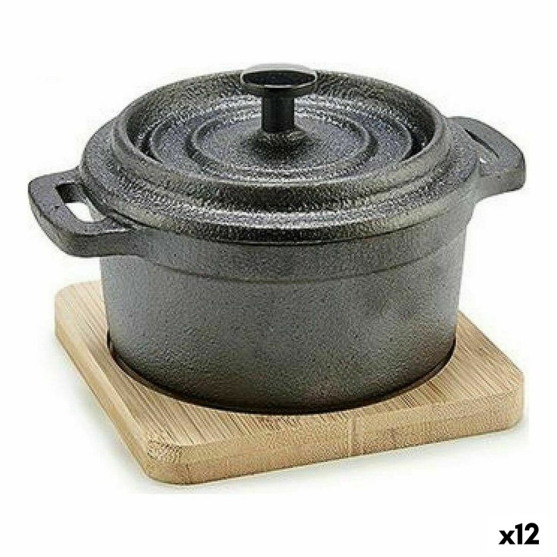Teglia Kinvara 219SJ091 Marrone Nero Bambù Ferro battuto 13 x 10 x 8,5 cm (12 Unità)