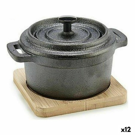 Teglia Kinvara 219SJ091 Marrone Nero Bambù Ferro battuto 13 x 10 x 8,5 cm (12 Unità)