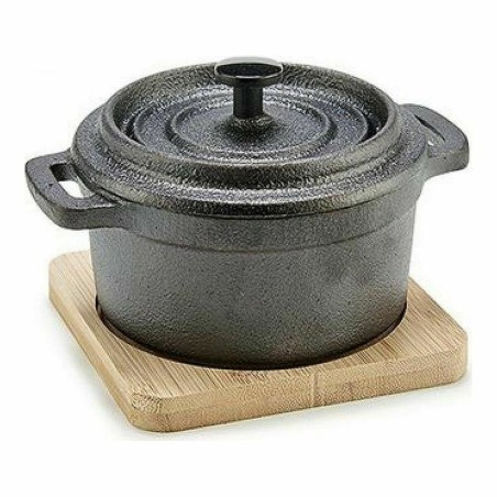 Teglia Kinvara 219SJ091 Marrone Nero Bambù Ferro battuto 13 x 10 x 8,5 cm (12 Unità)