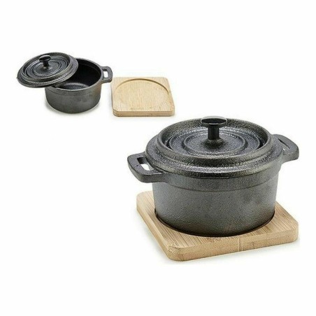 Teglia Kinvara 219SJ091 Marrone Nero Bambù Ferro battuto 13 x 10 x 8,5 cm (12 Unità)