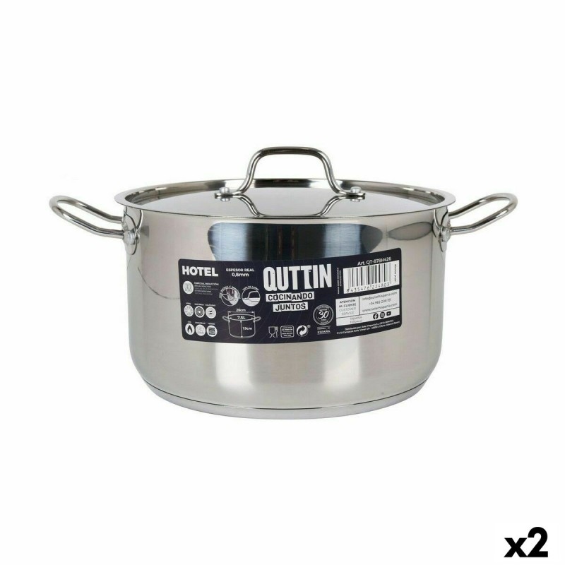 Pentola con Coperchio Quttin Hotel Acciaio ø 26 x 15 cm (2 Unità) Pentola con Coperchio Quttin Hotel Acciaio ø 26 x 15 cm (2 Unità)