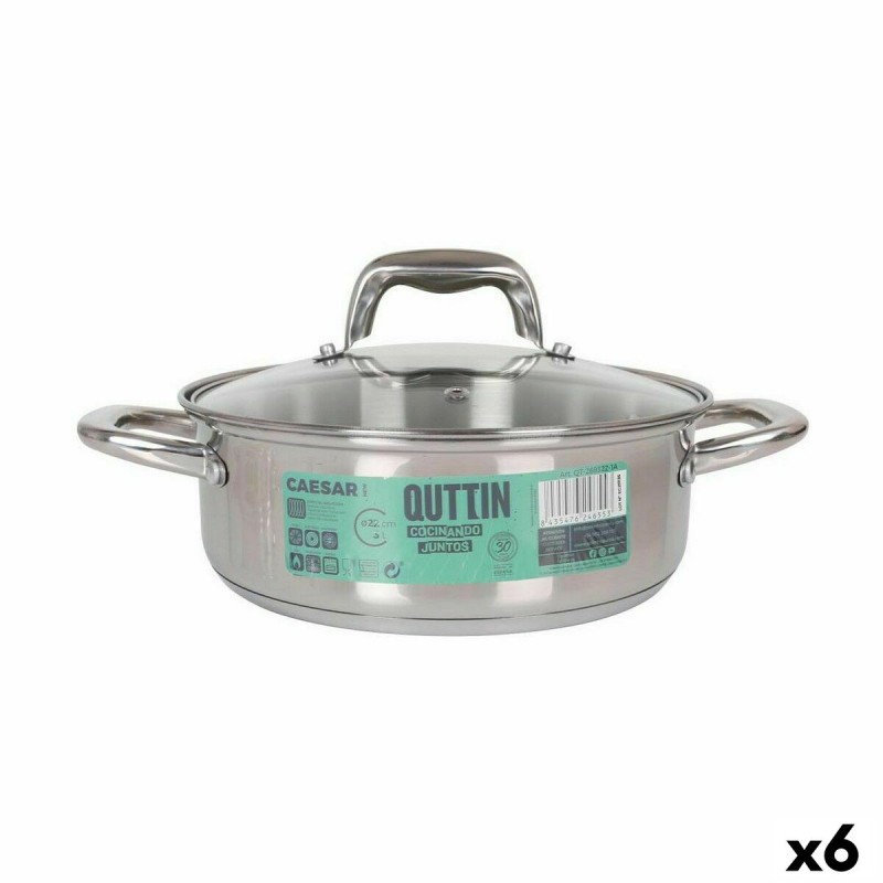 Casseruola con coperchio in vetro Quttin Caesar Acciaio ø 22 x 8 cm (6 Unità) Casseruola con coperchio in vetro Quttin Caesar Acciaio ø 22 x 8 cm (6 Unità)