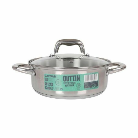 Casseruola con coperchio in vetro Quttin Caesar Acciaio ø 22 x 8 cm (6 Unità)