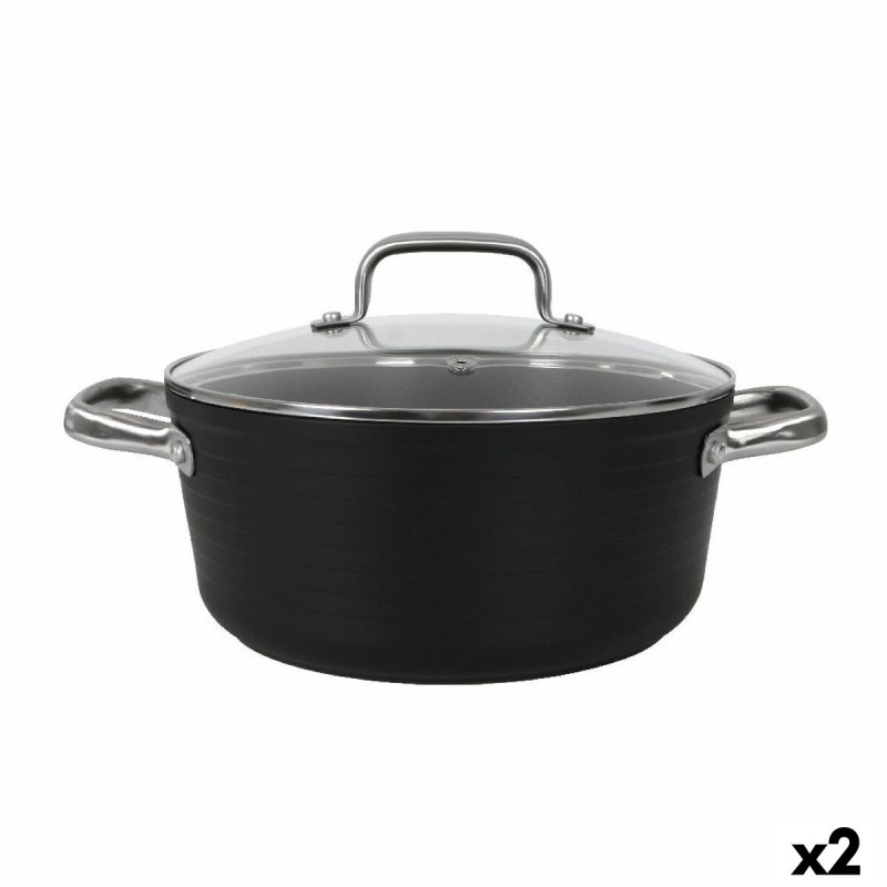 Casseruola con coperchio in vetro Quttin Spiral Ø 24 cm Alluminio Forgiato (2 Unità) Casseruola con coperchio in vetro Quttin Spiral Ø 24 cm Alluminio Forgiato (2 Unità)
