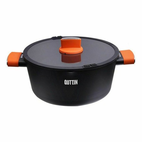 Casseruola con coperchio in vetro Quttin Gastro Nero Arancio 34,5 x 25,5 x 12 cm (6 Unità)