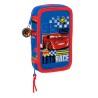 Astuccio Doppio Cars Race ready Azzurro 12.5 x 19.5 x 4 cm (28 Pezzi)