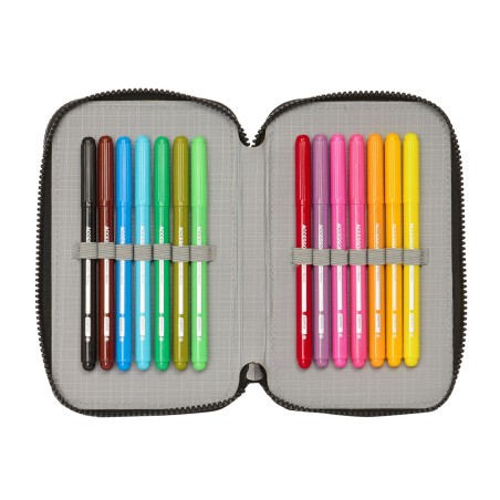 Astuccio Doppio Paul Frank Join the fun Nero 12.5 x 19.5 x 4 cm (28 Pezzi)