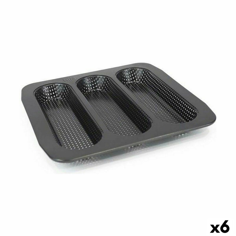 Stampo per Baguette Quttin Perforato 28 x 28 x 2,7 cm (6 Unità) Stampo per Baguette Quttin Perforato 28 x 28 x 2,7 cm (6 Unità)