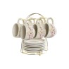 Set di Tazze da Caffè Home ESPRIT Giallo Bianco Rosa Lilla Metallo Dolomite 180 ml