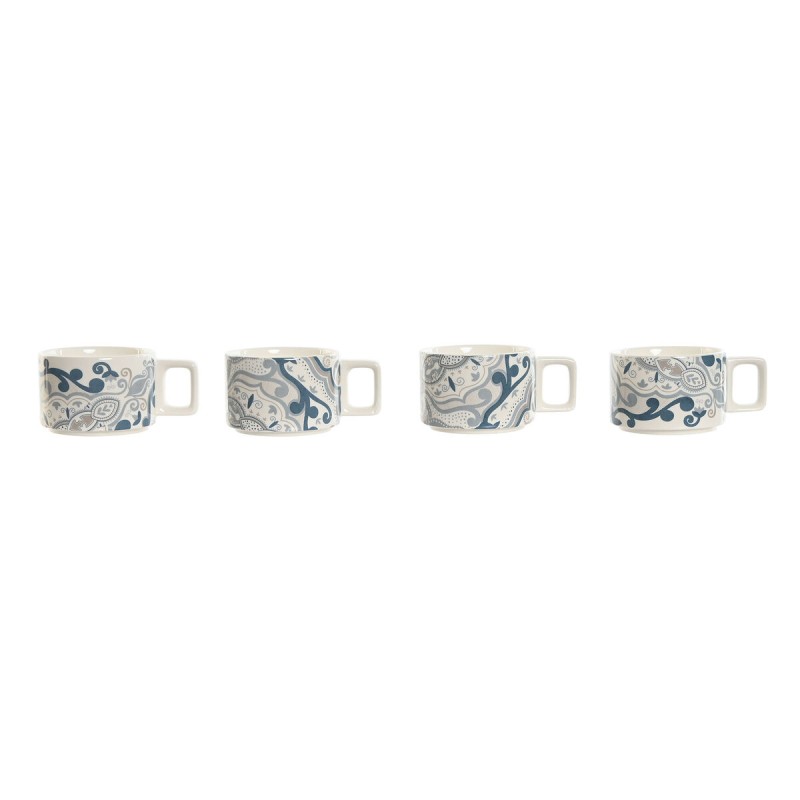 Set di Tazze da Caffè Home ESPRIT Beige Grigio Rosa Lilla Metallo Bambù Dolomite 260 ml