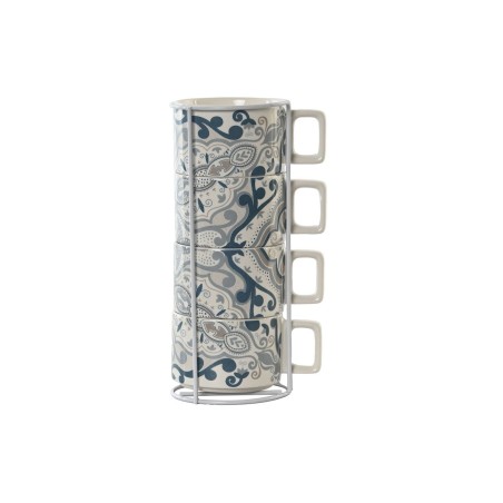 Set di Tazze da Caffè Home ESPRIT Beige Grigio Rosa Lilla Metallo Bambù Dolomite 260 ml