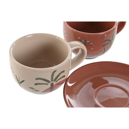 Set di Tazze da Caffè Home ESPRIT Giallo Beige Terracotta Lilla Metallo Dolomite 180 ml