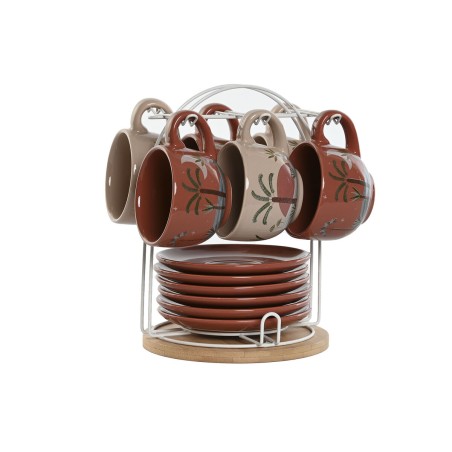 Set di Tazze da Caffè Home ESPRIT Giallo Beige Terracotta Lilla Metallo Dolomite 180 ml