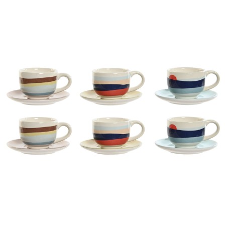 Set di Tazze da Caffè Home ESPRIT Giallo Azzurro Verde Lilla Metallo Dolomite 180 ml