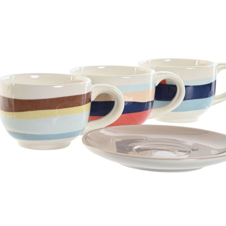 Set di Tazze da Caffè Home ESPRIT Giallo Azzurro Verde Lilla Metallo Dolomite 180 ml