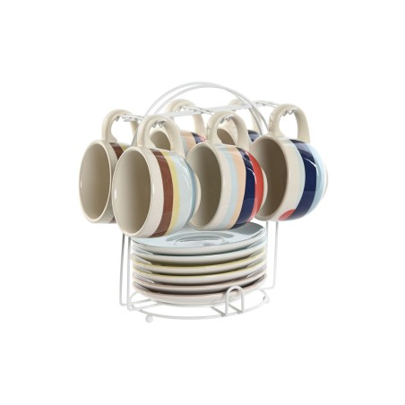 Set di Tazze da Caffè Home ESPRIT Giallo Azzurro Verde Lilla Metallo Dolomite 180 ml