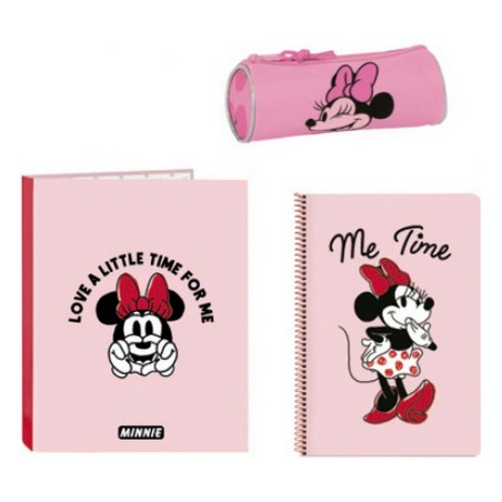 Set di Cancelleria Minnie Mouse Loving Rosa A4 3 Pezzi