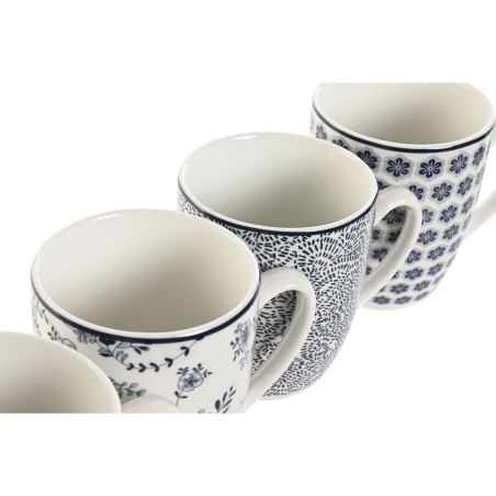Set di 4 Tazze Mug Home ESPRIT Azzurro Bianco Porcellana 340 ml
