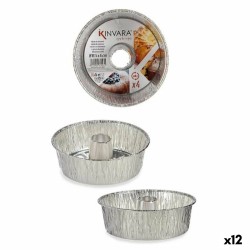 Set di Stampi da Pasticceria Kinvara 30286C Argentato Alluminio 19,5 x 19,5 x 6 cm 4 Pezzi (12 Unità)