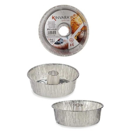 Set di Stampi da Pasticceria Kinvara 30286C Argentato Alluminio 19,5 x 19,5 x 6 cm 4 Pezzi (12 Unità)
