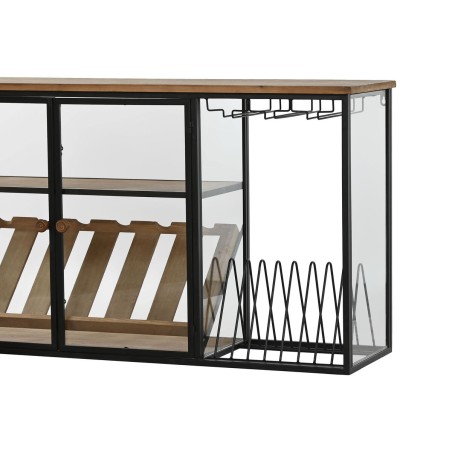 Portabottiglie Home ESPRIT Nero Naturale Legno Metallo Cristallo 102 x 32 x 60 cm