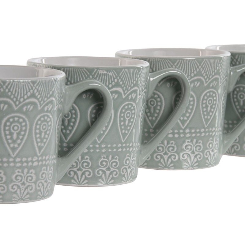 Set di 4 Tazze Mug Home ESPRIT Verde Gres 360 ml 9,5 x 13 x 9,2 cm Mandala Set di 4 Tazze Mug Home ESPRIT Verde Gres 360 ml 9,5 x 13 x 9,2 cm Mandala