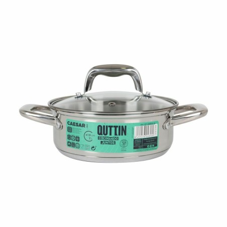 Casseruola con coperchio in vetro Quttin Caesar Acciaio ø 18 x 7 cm (6 Unità)