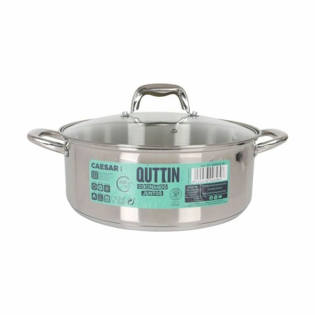 Casseruola con coperchio in vetro Quttin Caesar Acciaio Ø 28 x 11 cm (4 Unità)