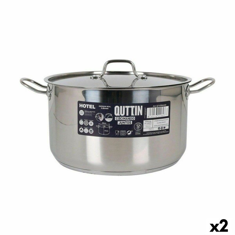 Pentola con Coperchio Quttin Hotel Acciaio ø 30 x 17 cm (2 Unità) Pentola con Coperchio Quttin Hotel Acciaio ø 30 x 17 cm (2 Unità)