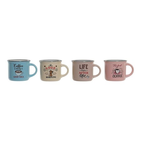 Tazza Mug DKD Home Decor Coffee Porțelan Bone China (180 ml) (4 pcs)