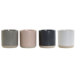 Tazza Mug DKD Home Decor Rosa chiaro Grigio scuro Grigio chiaro Gres (350 ml) (4 Unità)