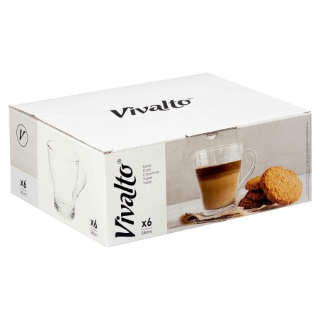 Tazza di caffè e tè Vivalto 1 Trasparente Vetro 280 ml (6 Unità)