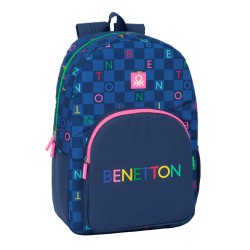 Zaino Scuola Benetton Damero Blu Marino 30 x 46 x 14 cm