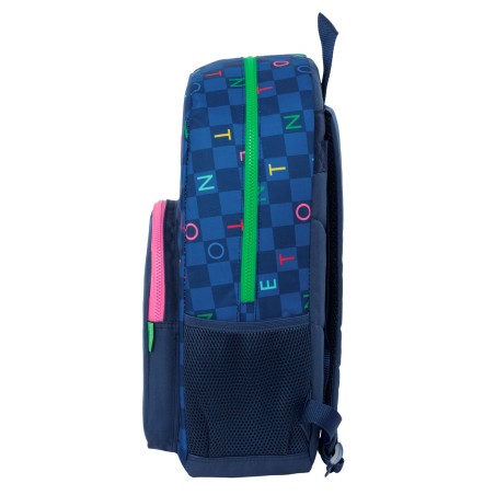 Zaino Scuola Benetton Damero Blu Marino 30 x 46 x 14 cm