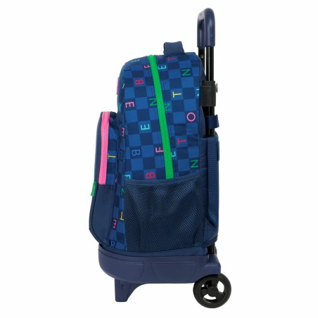 Trolley per la Scuola Benetton Damero Blu Marino 33 x 45 x 22 cm