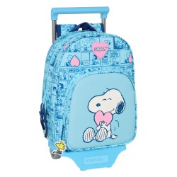 Trolley per la Scuola Snoopy Love Azzurro 26 x 11 x 67 cm 26 x 34 x 11 cm