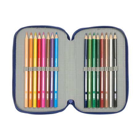Plumier Triplo F.C. Barcelona Blu Marino 12,5 x 19,5 x 5,5 cm 37 Pezzi