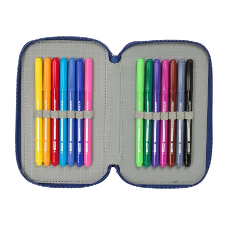 Plumier Triplo F.C. Barcelona Blu Marino 12,5 x 19,5 x 5,5 cm 37 Pezzi