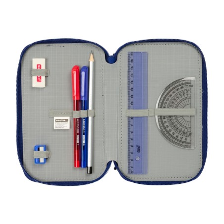 Plumier Triplo F.C. Barcelona Blu Marino 12,5 x 19,5 x 5,5 cm 37 Pezzi