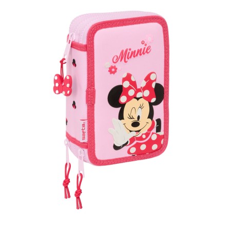 Plumier Triplo Minnie Mouse Naive Rosa 12,5 x 19,5 x 5,5 cm 37 Pezzi