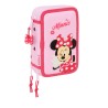 Plumier Triplo Minnie Mouse Naive Rosa 12,5 x 19,5 x 5,5 cm 37 Pezzi