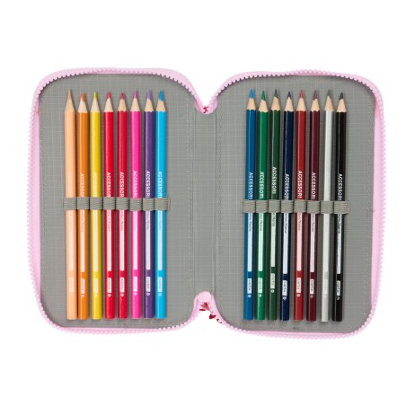 Plumier Triplo Minnie Mouse Naive Rosa 12,5 x 19,5 x 5,5 cm 37 Pezzi