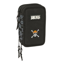 Plumier Triplo One Piece Pirates Nero 12,5 x 19,5 x 5,5 cm 37 Pezzi
