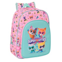 Zaino Scuola SuperKitties Rosa Turchese 26 x 34 x 11 cm