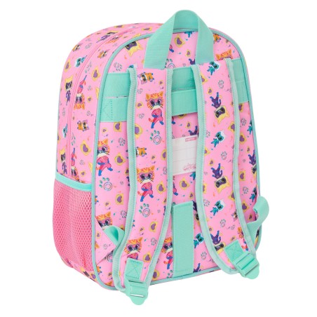 Zaino Scuola SuperKitties Rosa Turchese 26 x 34 x 11 cm