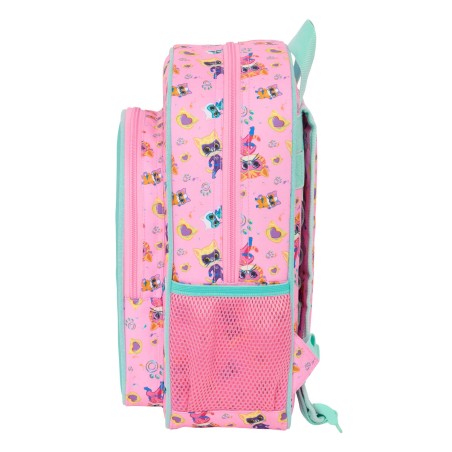 Zaino Scuola SuperKitties Rosa Turchese 26 x 34 x 11 cm
