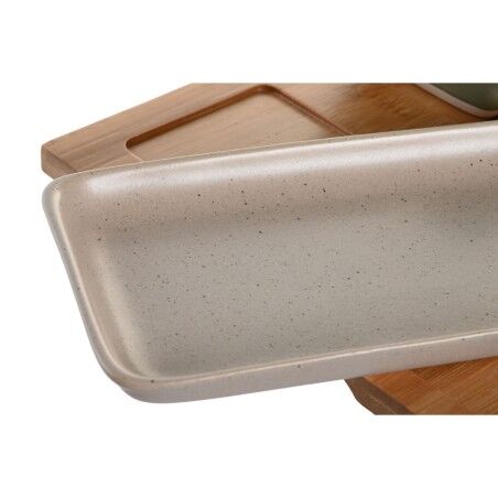 Set da Aperitivo DKD Home Decor 24 x 23,5 x 1,5 cm Porcellana Multicolore Bambù 6 Pezzi Scandinavo