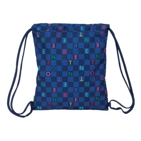 Zainetto con Cordini Benetton Damero Blu Marino 35 x 40 x 1 cm