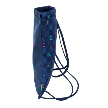 Zainetto con Cordini Benetton Damero Blu Marino 35 x 40 x 1 cm