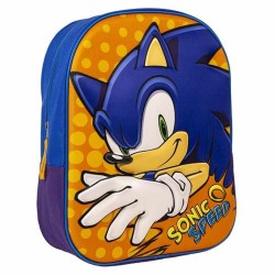 Zaino Scuola 3D Sonic Azzurro 25 x 31 x 9 cm Arancio